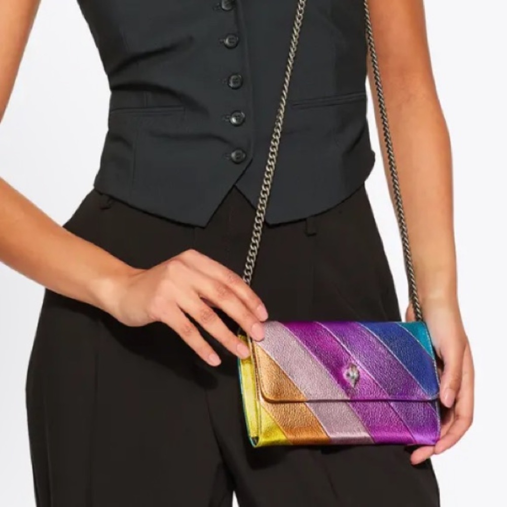 Kurt Geiger Rainbow Striped Wallet on Chain